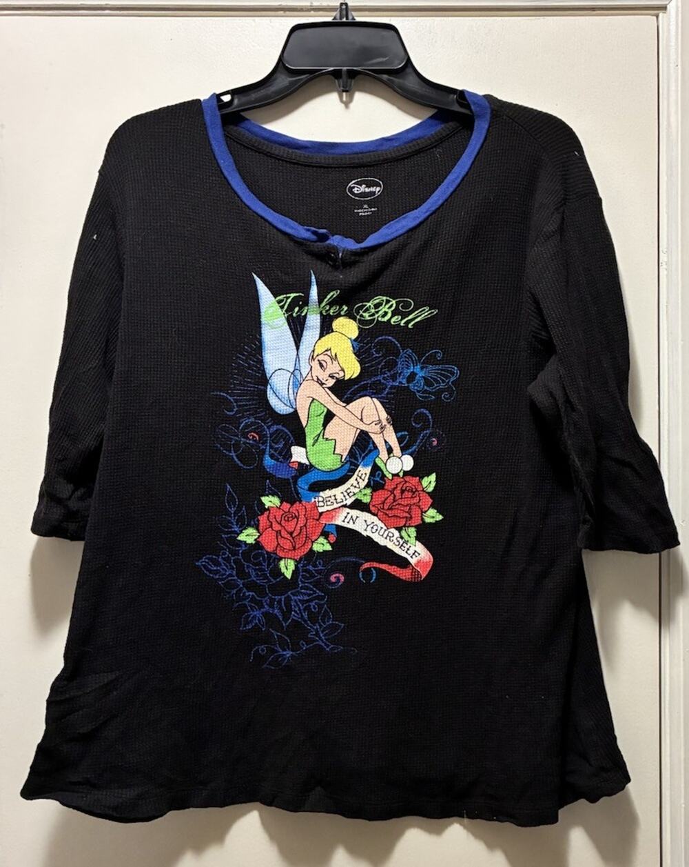 Disney Tinkerbell Believe In Yourself Thermal Top Women XL